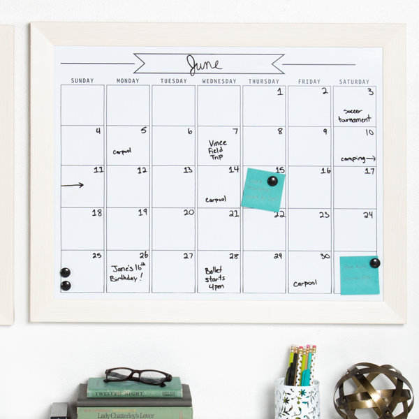 Three Posts Teen Framed Monthly Write On Calendar Wall Mounted